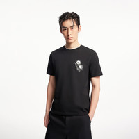 杰克·琼斯（JACK&JONES） 夏季时尚潮直筒版型罗纹圆领胸前熊猫图案短袖T恤男装225201091 3XL E40黑色 常规
