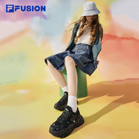 FILA FUSION斐乐潮牌女子硬糖老爹鞋夏季透气厚底增高休闲运动鞋 神秘灰/城堡灰-FC 38
