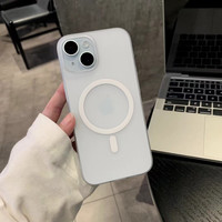 韵宁 超薄PC磨砂磁吸 iPhone15手机壳 半透白 PC