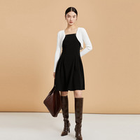 VEROMODA2023秋冬新款吊带纯色A字收腰七分袖针织衫连衣裙女 -S59