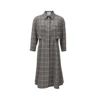 VEROMODA连衣裙宽松格纹7分袖衬衫式连衣裙通勤女 E90花岗石灰色加花色-A M