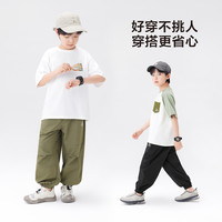 左西童装男童裤子夏薄款2025儿童夏装户外耐磨凉感透气工装裤 黑色