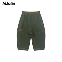 马拉丁童装儿童裤子24夏装男女小童小熊印花口袋梭织中裤 军绿