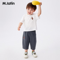 马拉丁童装儿童裤子24夏装男女小童小熊印花口袋梭织中裤 卡其