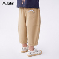 马拉丁童装儿童裤子24夏装男女小童小熊印花口袋梭织中裤 牛仔深蓝