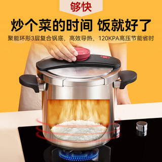 凌丰小红帽压力锅加厚304不锈钢高压锅家用防爆燃气电磁炉用 【5-6人量】22cm/6升+玻璃盖（巧变汤锅）