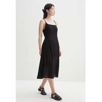 独束大码女装【双色可选】简约优雅吊带连衣裙夏装方领吊带裙 月光黄 2XL (尺码:4)
