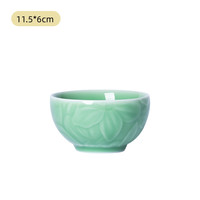 龙泉青瓷 梅子青 繁花碗 中式加厚防烫碗 4.5英寸 11.5*6cm