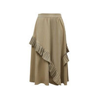 VEROMODA荷叶边设计A字裙迷笛裙简约气质半身裙女 浅丛林绿色-SC2 165/68A/M/R