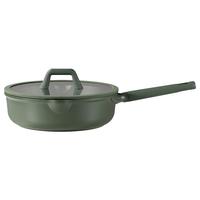 卡罗特不粘锅煎锅家用平底深煎锅炒菜锅燃气灶电磁炉钛锅不沾 【墨绿色】28cm煎炒锅-带盖