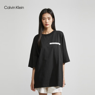 Calvin Klein Jeans夏季男女情侣中性休闲ck分割印花纯棉宽松短袖T恤J400212