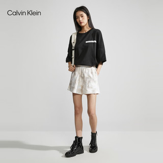 Calvin Klein Jeans夏季男女情侣中性休闲ck分割印花纯棉宽松短袖T恤J400212