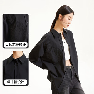 VEROMODA衬衫衬衣女春季雪纺宽松长袖翻领简约通勤324105024 S59黑色 165/84A/M