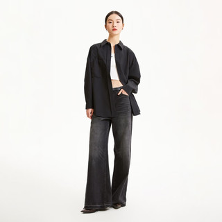 VEROMODA衬衫衬衣女春季雪纺宽松长袖翻领简约通勤324105024 S59黑色 165/84A/M