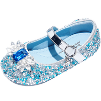 斯纳菲女童皮鞋春秋爱莎公主鞋儿童水晶鞋中大童演出鞋软底鞋冰雪蓝