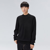 太平鸟男装 半高领羊毛衫男休闲可机洗针织修身毛衣男 黑色1（修身） XL