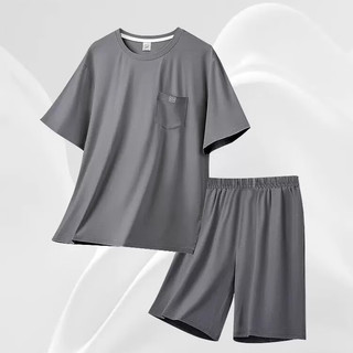 俞兆林（YUZHAOLIN）莫代睡衣男夏季薄款短袖短裤男士夏天可外穿家居服大码套装 NSANM-25181 短袖短裤套装 XL 【120～140斤】