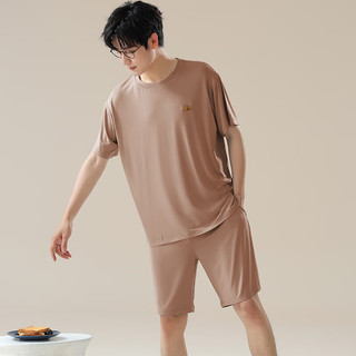 俞兆林（YUZHAOLIN）莫代睡衣男夏季薄款短袖短裤男士夏天可外穿家居服大码套装 NSANM-25516 短袖短裤套装 2XL 【140～160斤】
