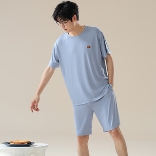 俞兆林（YUZHAOLIN）莫代睡衣男夏季薄款短袖短裤男士夏天可外穿家居服大码套装 NSANM-25524 短袖短裤套装 L 【100～120斤】