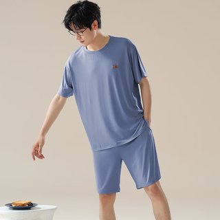 俞兆林（YUZHAOLIN）莫代睡衣男夏季薄款短袖短裤男士夏天可外穿家居服大码套装 NSANM-25518 短袖短裤套装 XL 【120～140斤】