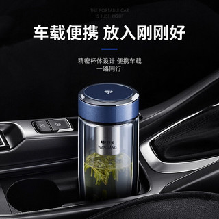 万象双层鹅蛋玻璃杯隔热水杯男士高档车载高颜值带滤网防烫茶杯子 V405L-亚麻灰-特价款-280ml