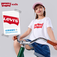 Levi's 儿童短袖t恤2025夏季纯棉凉爽透气男童短t 明亮白