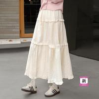 【法式复古高腰半身裙】2025夏装新女士木耳边中长款仙女裙
