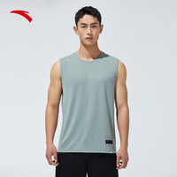 安踏 速干背心丨运动健身无袖T恤男夏豆灰色-4 时尚坎肩 L (175) 建议130-150斤