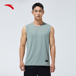 安踏 速干背心丨运动健身无袖T恤男夏豆灰色-4 时尚坎肩 L (175) 建议130-150斤