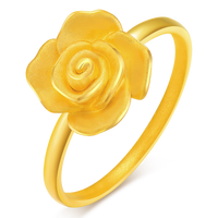 微奢妙珠玫瑰花戒指女款3D硬足金999小花朵戒指可爱指环送女朋友新款 10号