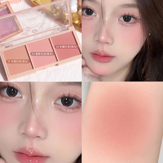 PIPL三色腮红盘多色晒红腮红胭脂小样腮红膏 01#午后时光奶茶腮红盘