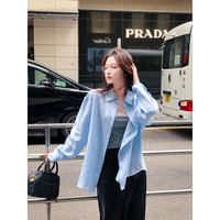 梅子熟了亚麻衬衫女春宽松老钱慵懒风百搭衬衣长袖刺绣上衣新款 云朵白 S 现货