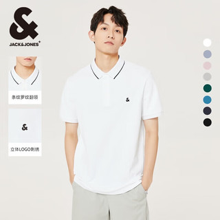 杰克·琼斯24年春季男士多色百搭翻领短袖polo衫224106035 M (175/96A) A06本白色