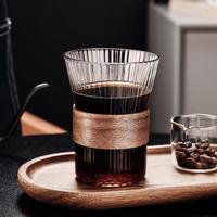 中式复古咖啡杯透明玻璃水杯高颜值冰拿铁美式杯子高档精致家用