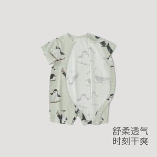 巴厘小猪宝宝连体衣服夏季薄款新生儿哈衣爬爬服莫代尔小月龄夏天婴儿睡衣 溜冰企鹅