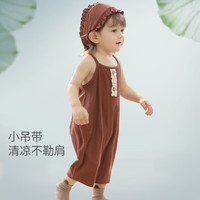 巴厘小猪宝宝夏装女宝吊带连体衣无袖薄款甜美可爱背心哈衣夏季婴儿衣服 格雷灰 80cm
