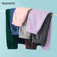 MQDMINI童装儿童裤子男童休闲裤女童运动裤小童运动跑步裤 蓝马浅花灰 130