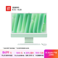 苹果 Apple iMac M4版 2024款 24英寸 一体机 绿色（M4 10+10核、16GB、256GB SSD、4.5K、MWUE3CH/A）