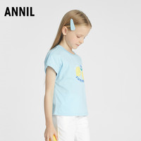 Annil安奈儿女童纯棉短袖T恤针织衫上衣2025夏季圆领休闲清爽百搭