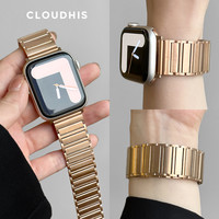CLOUDHIS磁吸不锈钢适用苹果手表表带iwatch腕带男女款9夏季金属银色applewatch气质时尚高级感8钢带
