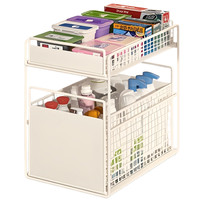 浴室柜下水槽置物架抽拉式双层柜内拉篮卫生间收纳柜分层架子