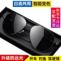 梵卡勒 FANKALE 偏光墨镜男眼睛男款太阳镜女变色日夜两用开车专用防紫外线眼镜 黑框灰片（可变色）