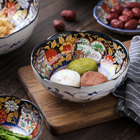 美浓烧日本陶瓷碗家用和风餐具汤碗拉面碗大号复古盘子碗 6.5英寸面碗【普装】 1个