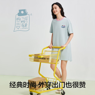 有棵树纯棉女士睡裙可外穿80S柔顺精梳棉中长裙家居服女5A抑菌