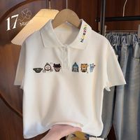 米奇丁当 MIQIDIDA 米奇叮当高定珠地重工刺绣哪吒系列2025新款男女童春夏POLO短袖潮