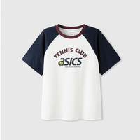 ASICS 亚瑟士 童装吸湿抗菌落肩印花短袖T恤