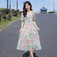 连衣裙气质女士2025年高级设计感春夏收腰显瘦系带中长裙