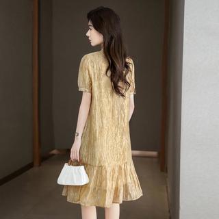 丝柏舍 SPECIAL【莱赛尔印花茶歇裙】2025夏装新女盘扣设计短袖连衣裙有大码