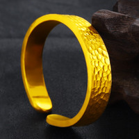 洱晞黄金手镯男女足金999实心亮面龙鳞大气厚实霸气开口可调节 面宽7mm 45g 下单留言手围 按实物金重退补