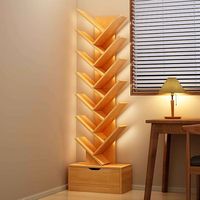 米昊（MIHAO）实木树形书架落地置物架客厅书柜储物柜一体靠墙家用简易收纳柜子 全实木【加厚松木】原木色100cm